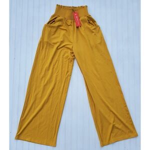 Urban CoCo Women High Waist Flowy Palazzo Pants Elastic Waist Wide Leg Trouser M